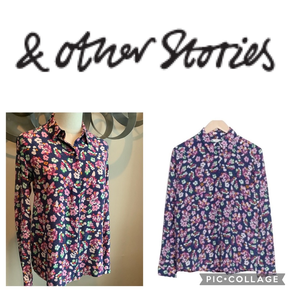 & Other Stories Floral Print Silk Shirt